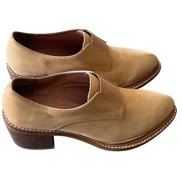 Free People x Jeffrey Campbell Ardent Tan Leather Block Heel Loafer Size 7.5 - Picture 4 of 10